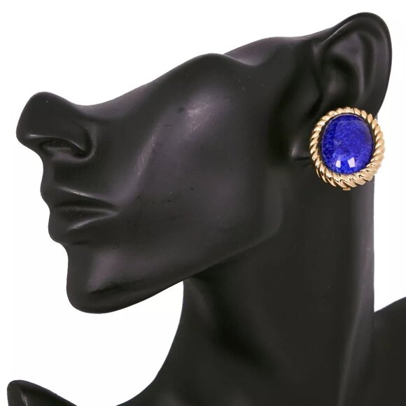 Dior Earring vintage Blue Plated Gold 35.5g Women - Picture 2 of 4